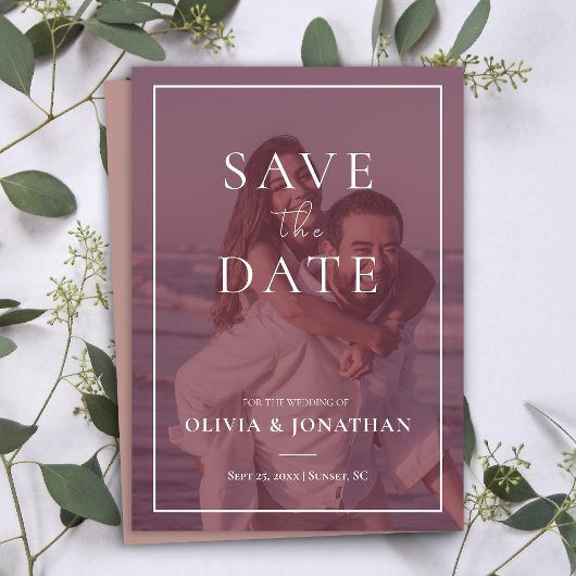 aangepaste foto Modern Dusty Pink Save the Date Kaart