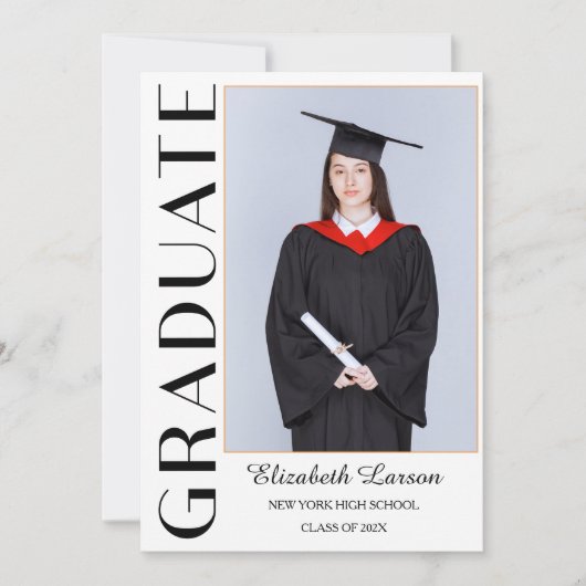 Aangepaste foto Modern Elegant Senior Afstuderen Kaart (Voorkant)