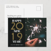 Aangepaste foto Modern Gelukkig Nieuwjaar 2019 Zwa Briefkaart (Voorkant / Achterkant)
