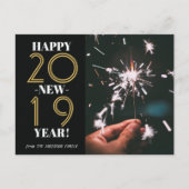 Aangepaste foto Modern Gelukkig Nieuwjaar 2019 Zwa Briefkaart (Voorkant)