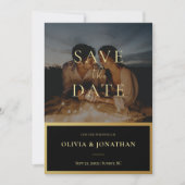 aangepaste Foto Modern Goud Save the Date Kaart (Voorkant)