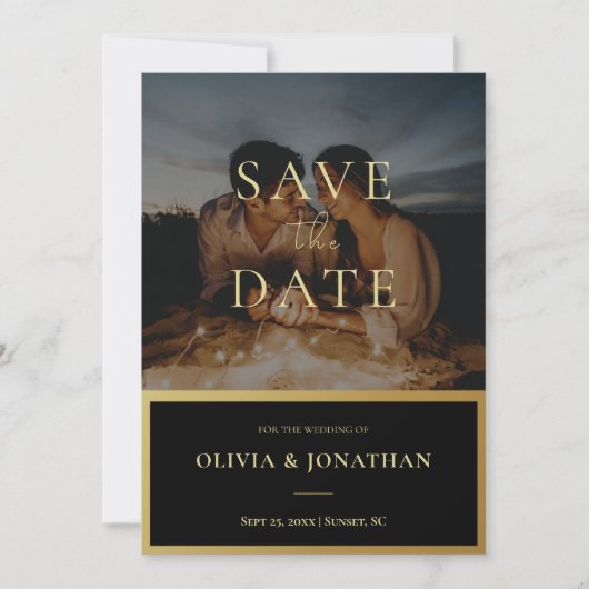 aangepaste Foto Modern Goud Save the Date Kaart (Voorkant)