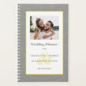Aangepaste foto Modern grijs & geel bruiloften maa Planner (Voorkant)