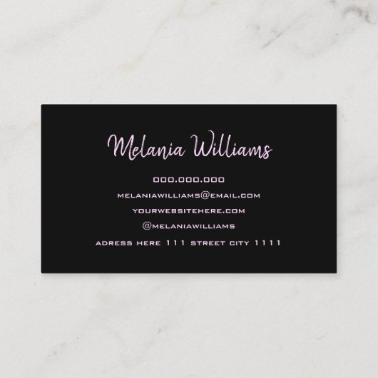 Aangepaste foto Modern handgeschreven script zwart Visitekaartje (Achterkant)