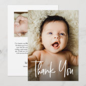 Aangepaste foto Modern Handlettering script Nieuwe Bedankkaart (Voorkant / Achterkant)