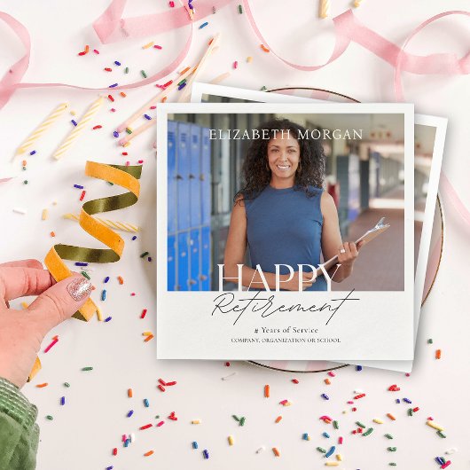 Aangepaste foto Modern Happy Retirement Party Servet