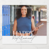 Aangepaste foto Modern Happy Retirement Party Sparkling Wijnetiket (Enkel label)