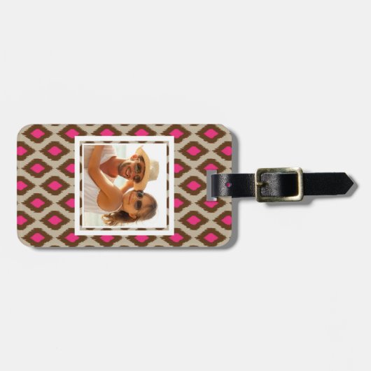 Aangepaste foto Modern ikatpatroon Bagagelabel (Voorkant horizontaal)