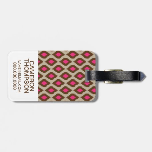 Aangepaste foto Modern ikatpatroon Bagagelabel (Achterkant horizontaal)