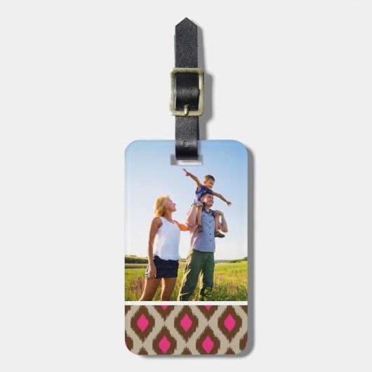 Aangepaste foto Modern ikatpatroon Bagagelabel (Voorkant verticaal)