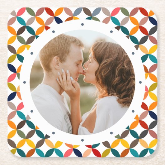 Aangepaste foto Modern kleurrijk persoonlijk Kartonnen Onderzetters (Voorkant)