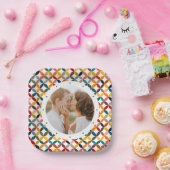 Aangepaste foto Modern kleurrijk persoonlijk Papieren Bordje (Feest)