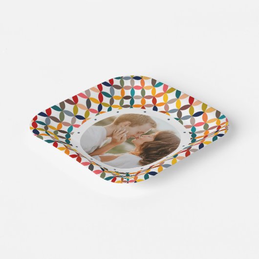 Aangepaste foto Modern kleurrijk persoonlijk Papieren Bordje (Gebogen)