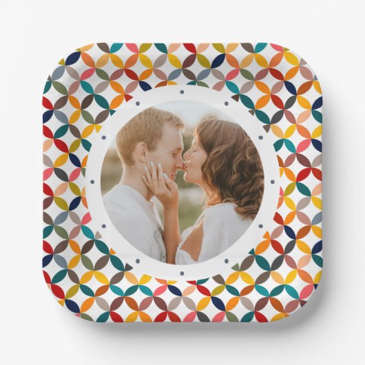 Aangepaste foto Modern kleurrijk persoonlijk Papieren Bordje (Voorkant)