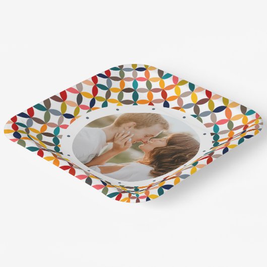 Aangepaste foto Modern kleurrijk persoonlijk Papieren Bordje (Gebogen)