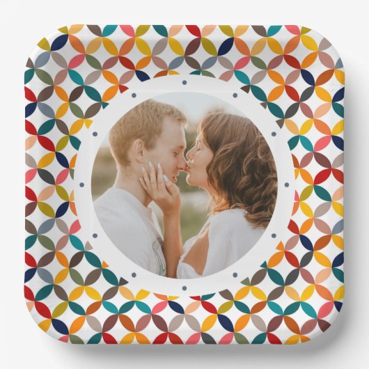 Aangepaste foto Modern kleurrijk persoonlijk Papieren Bordje (Voorkant)