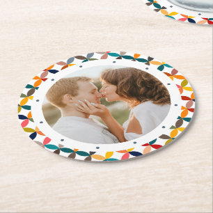 Aangepaste foto Modern kleurrijk persoonlijk Ronde Kartonnen Onderzetter