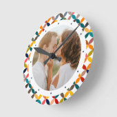 Aangepaste foto Modern kleurrijk persoonlijk Ronde Klok (Hoek)