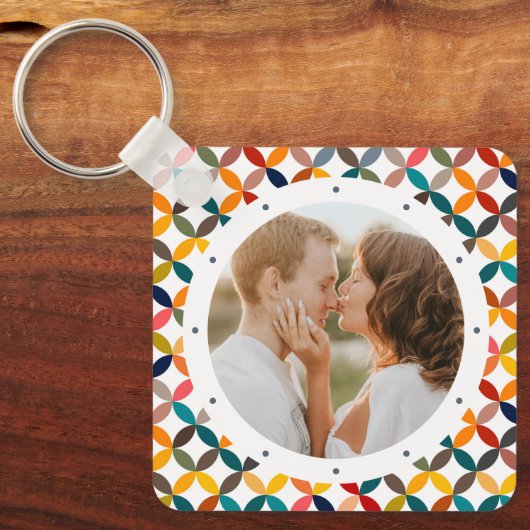 Aangepaste foto Modern kleurrijk persoonlijk Sleutelhanger (Voorkant)