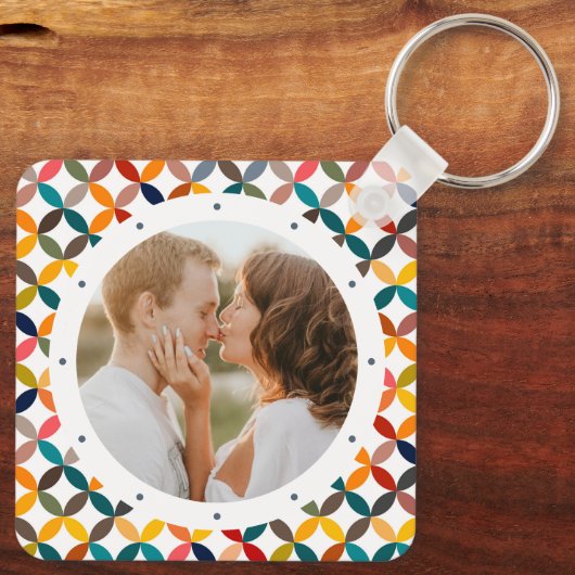 Aangepaste foto Modern kleurrijk persoonlijk Sleutelhanger (Achterkant)
