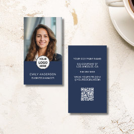 Aangepaste foto Modern Minimal Logo QR Visitekaart Visitekaartje