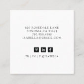 Aangepaste foto Modern Minimalist White Square Bus Vierkante Visitekaartje (Achterkant)