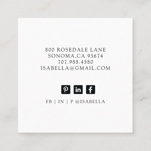 Aangepaste foto Modern Minimalist White Square Bus Vierkante Visitekaartje