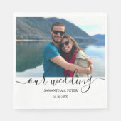 Aangepaste foto Modern Ontspannen bruiloft Gastenb Servet (Voorkant)