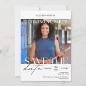 Aangepaste foto Modern Pensioenfeest Save the Date Kaart (Voorkant)
