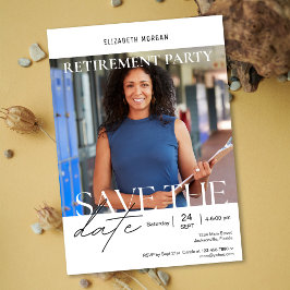 Aangepaste foto Modern Pensioenfeest Save the Date Kaart