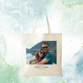 Aangepaste foto Modern Relaxed Wedding Welkom Tote Bag