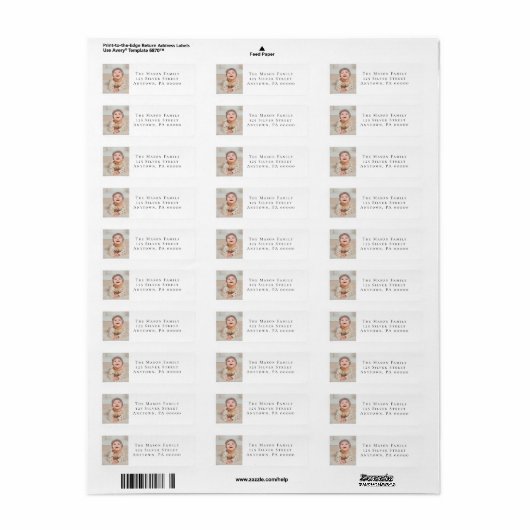 Aangepaste foto Modern Return Address Labels (Full Sheet)
