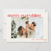 Aangepaste foto Modern Rood Gelukkig Alles Kerstmi Feestdagenkaart (Voorkant)