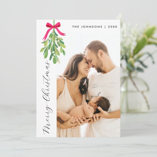 Aangepaste foto Modern Stijlvolle Botanische Kerst Feestdagenkaart (Staand voorkant)