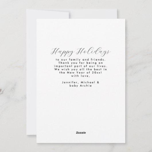 Aangepaste foto Modern Stijlvolle Botanische Kerst Feestdagenkaart (Achterkant)