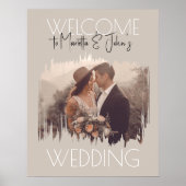 Aangepaste foto Modern Taupe Weddenschap Welkomstt Poster (Voorkant)