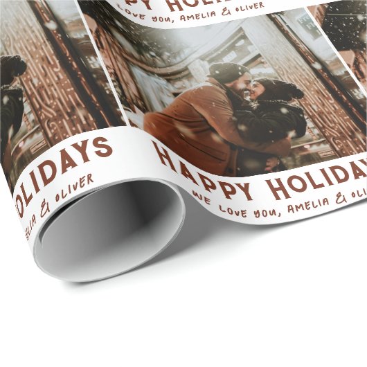 Aangepaste foto Modern Typografie Kerstmis Cadeaupapier (Rol Hoek)