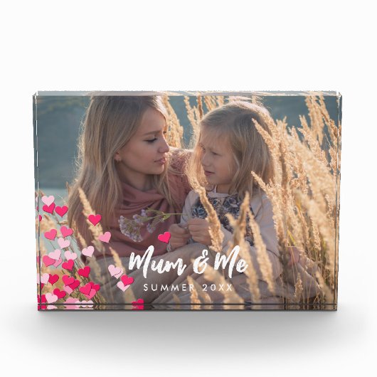 Aangepaste foto Modern Writing Scattered Pink Hear (Voorkant)