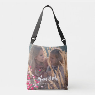 Aangepaste foto Modern Writing Scattered Pink Hear Crossbody Tas