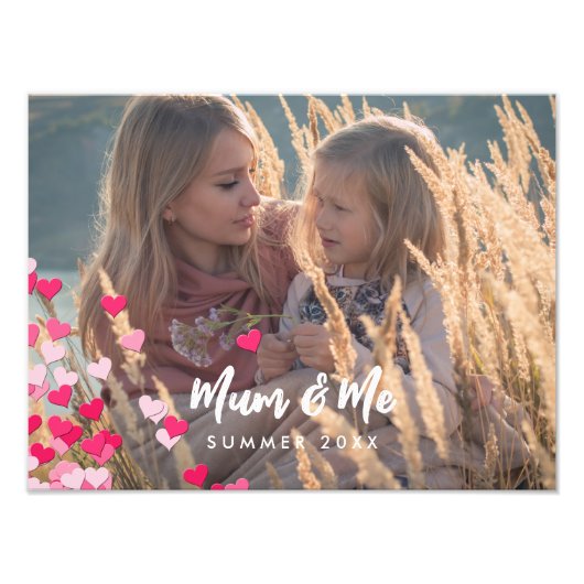 Aangepaste foto Modern Writing Scattered Pink Hear Foto Afdruk (Voorkant)