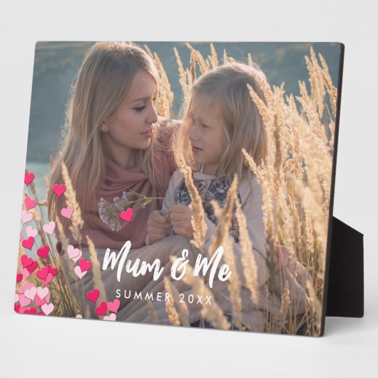 Aangepaste foto Modern Writing Scattered Pink Hear Fotoplaat (Zijkant)