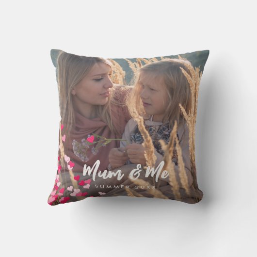 Aangepaste foto Modern Writing Scattered Pink Hear Kussen (Achterkant)