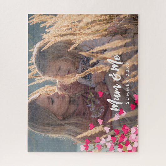 Aangepaste foto Modern Writing Scattered Pink Hear Legpuzzel (Verticaal)