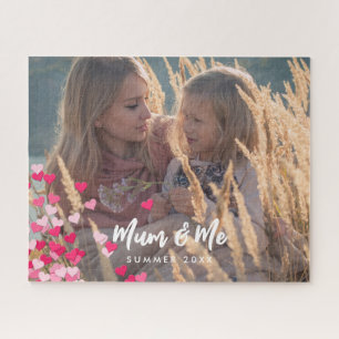 Aangepaste foto Modern Writing Scattered Pink Hear Legpuzzel