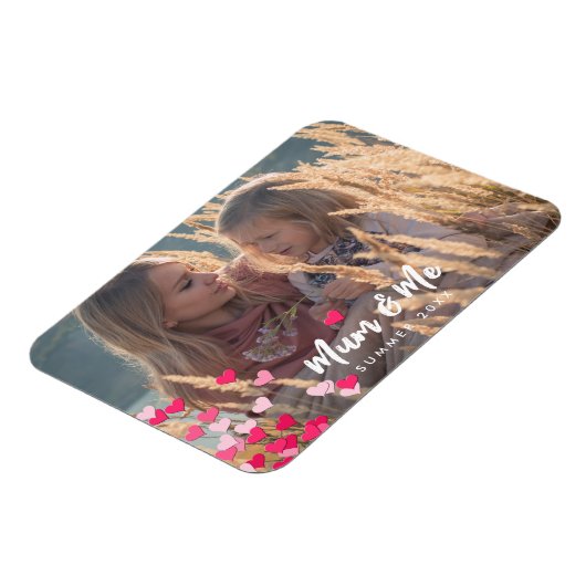 Aangepaste foto Modern Writing Scattered Pink Hear Magneet (Linkerzijde)