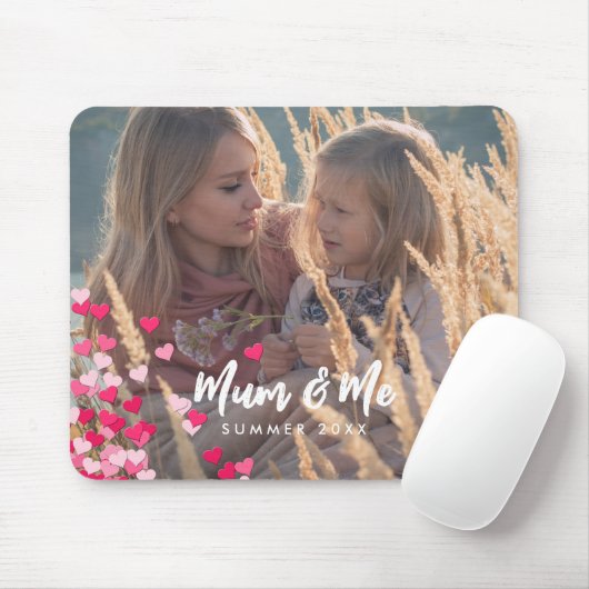 Aangepaste foto Modern Writing Scattered Pink Hear Muismat (Met muis)