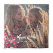 Aangepaste foto Modern Writing Scattered Pink Hear Tegeltje (Voorkant)