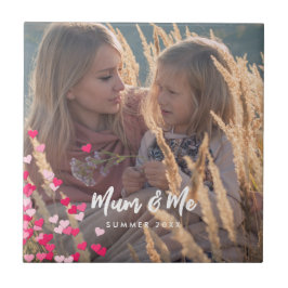 Aangepaste foto Modern Writing Scattered Pink Hear Tegeltje