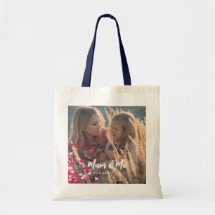 Aangepaste foto Modern Writing Scattered Pink Hear Tote Bag