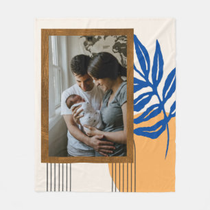 Aangepaste foto Moderne Abstracte botanische blauw Fleece Deken